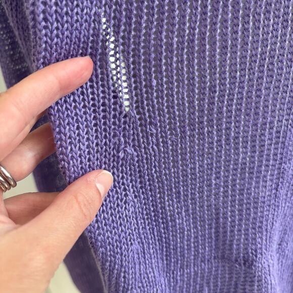 Eileen Fisher Women’s 100% Linen Open Knit Purple Open Front Cardigan SP - Picture 12 of 12